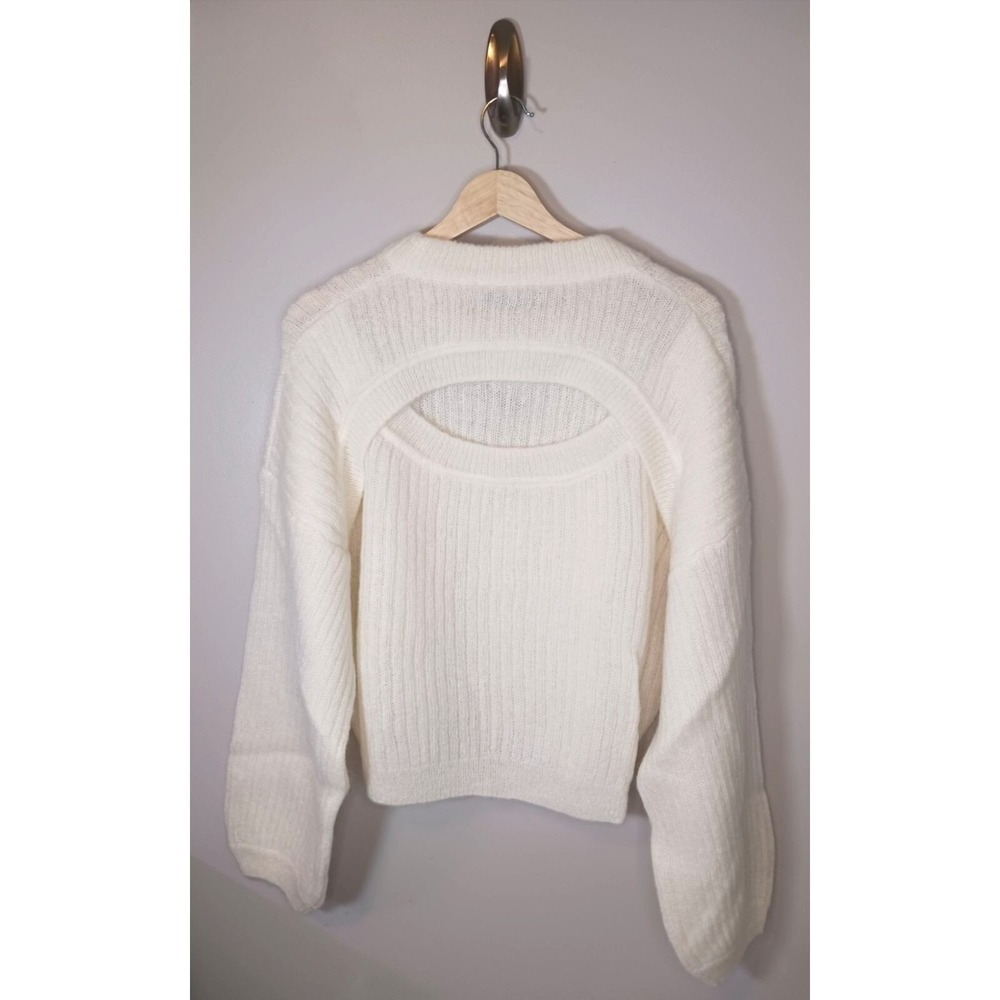 Sweaty Betty Hera Mohair Wool Open Back Cropped Sweater Ivory NWT Large - Picture 2 of 3